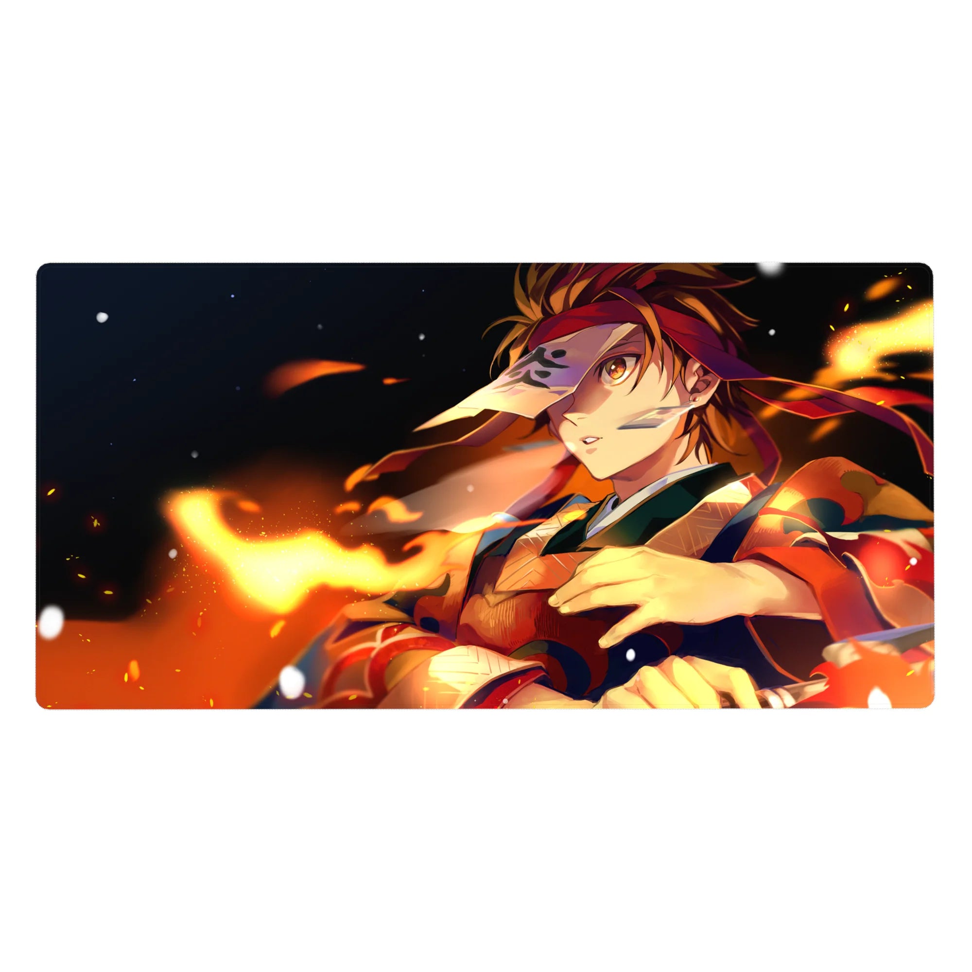 Demon Slayer Deskmat | Mousepad | Deskpad - Flaming Warrior's Resolve - AniChan