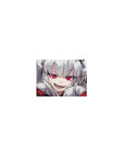 Classic anime girl mouse pad 14x10 inches with silver hair, big ribbons, and a mischievous grin.