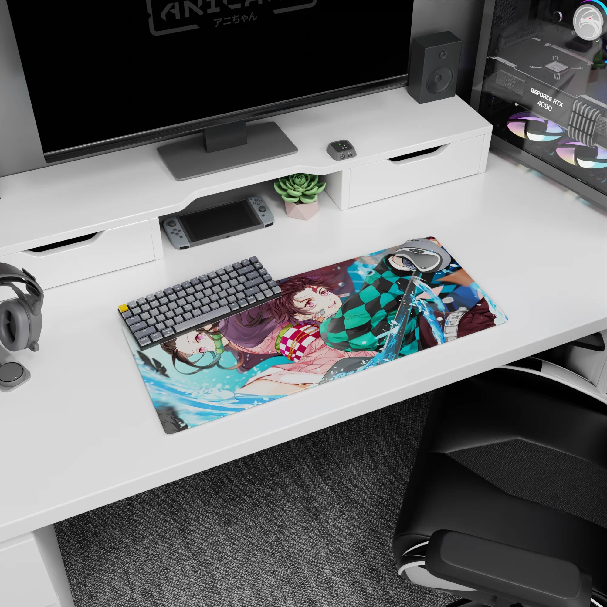 Demon Slayer Deskmat | Mousepad | Deskpad - Dynamic Water Duo - AniChan