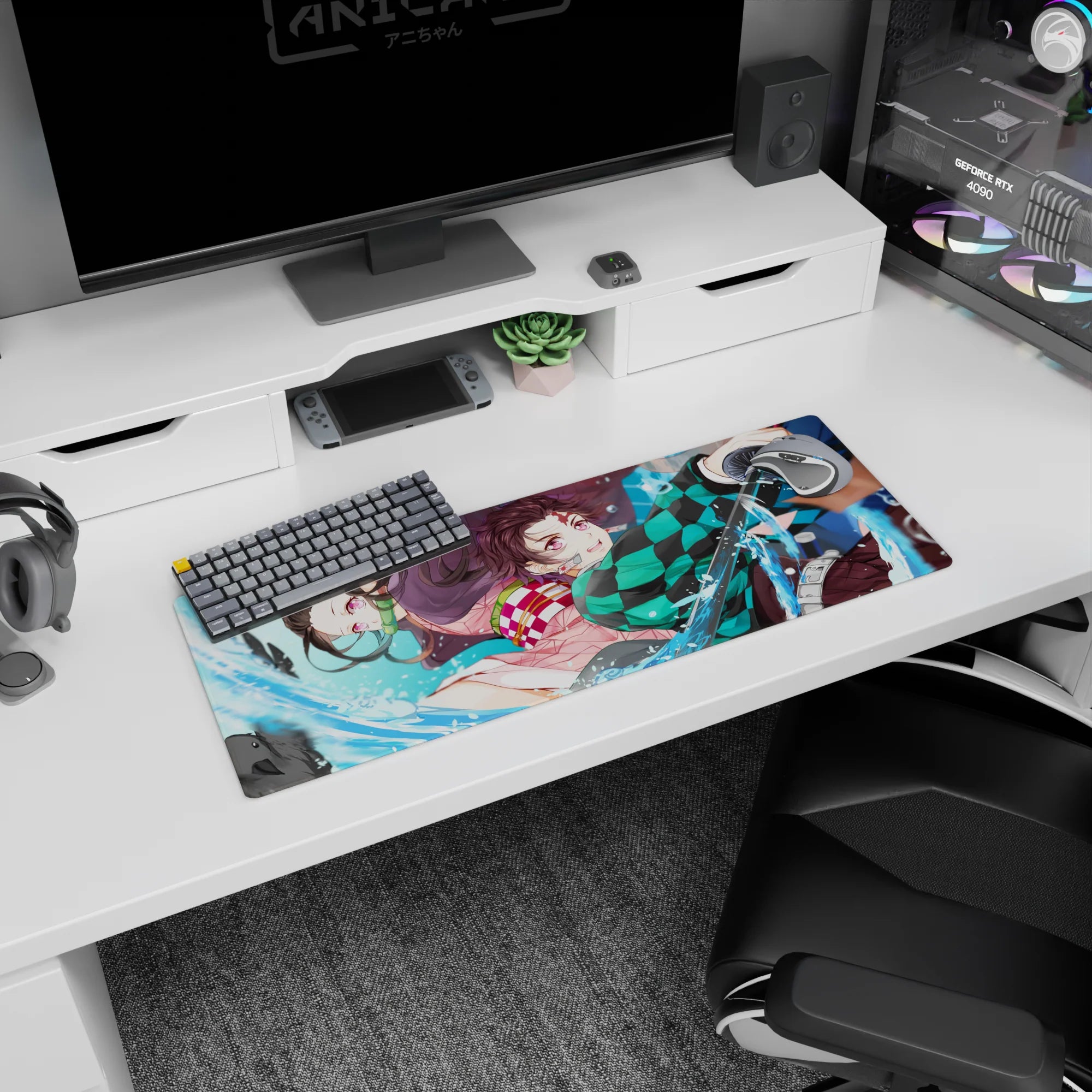 Demon Slayer Deskmat | Mousepad | Deskpad - Dynamic Water Duo - AniChan