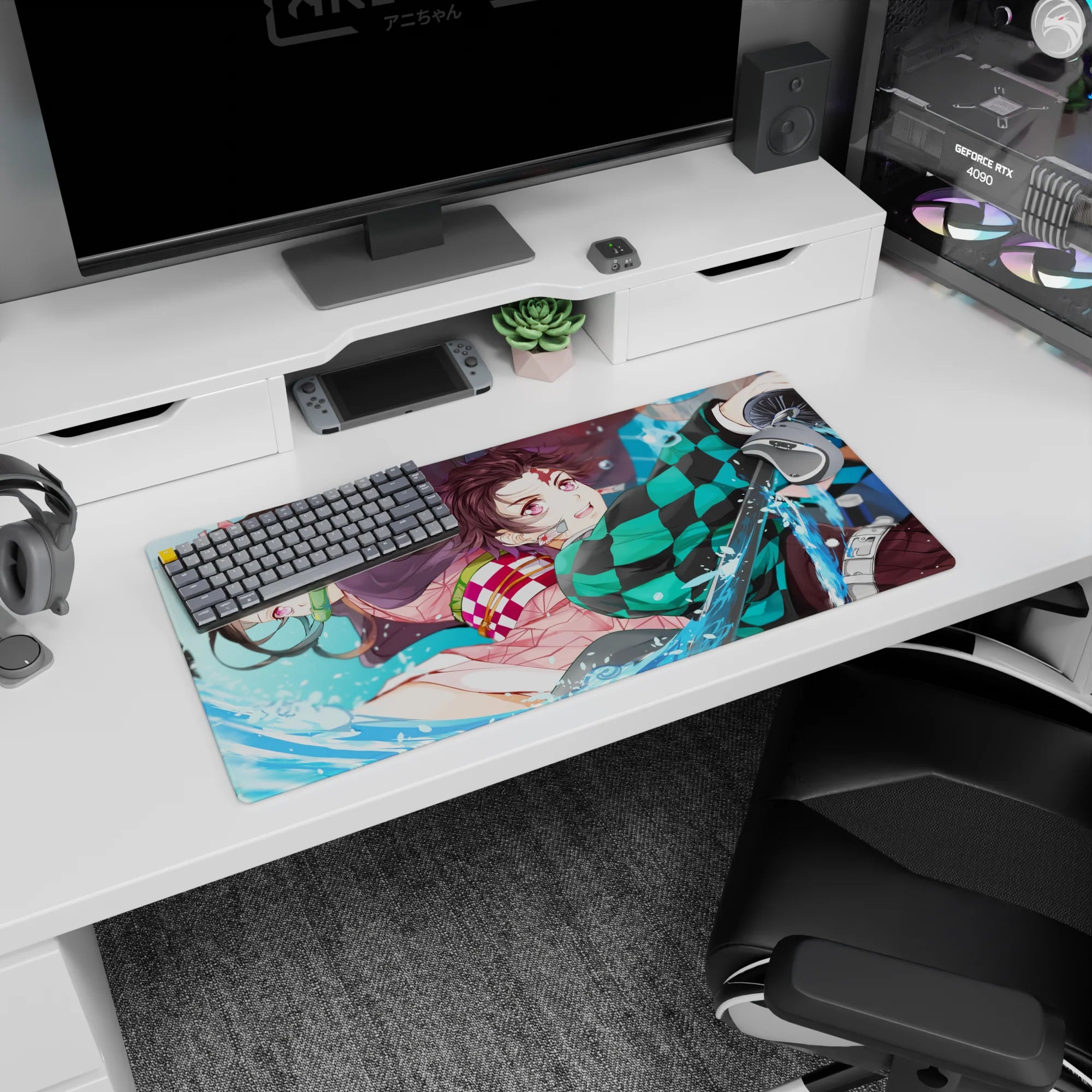 Demon Slayer Deskmat | Mousepad | Deskpad - Dynamic Water Duo - AniChan