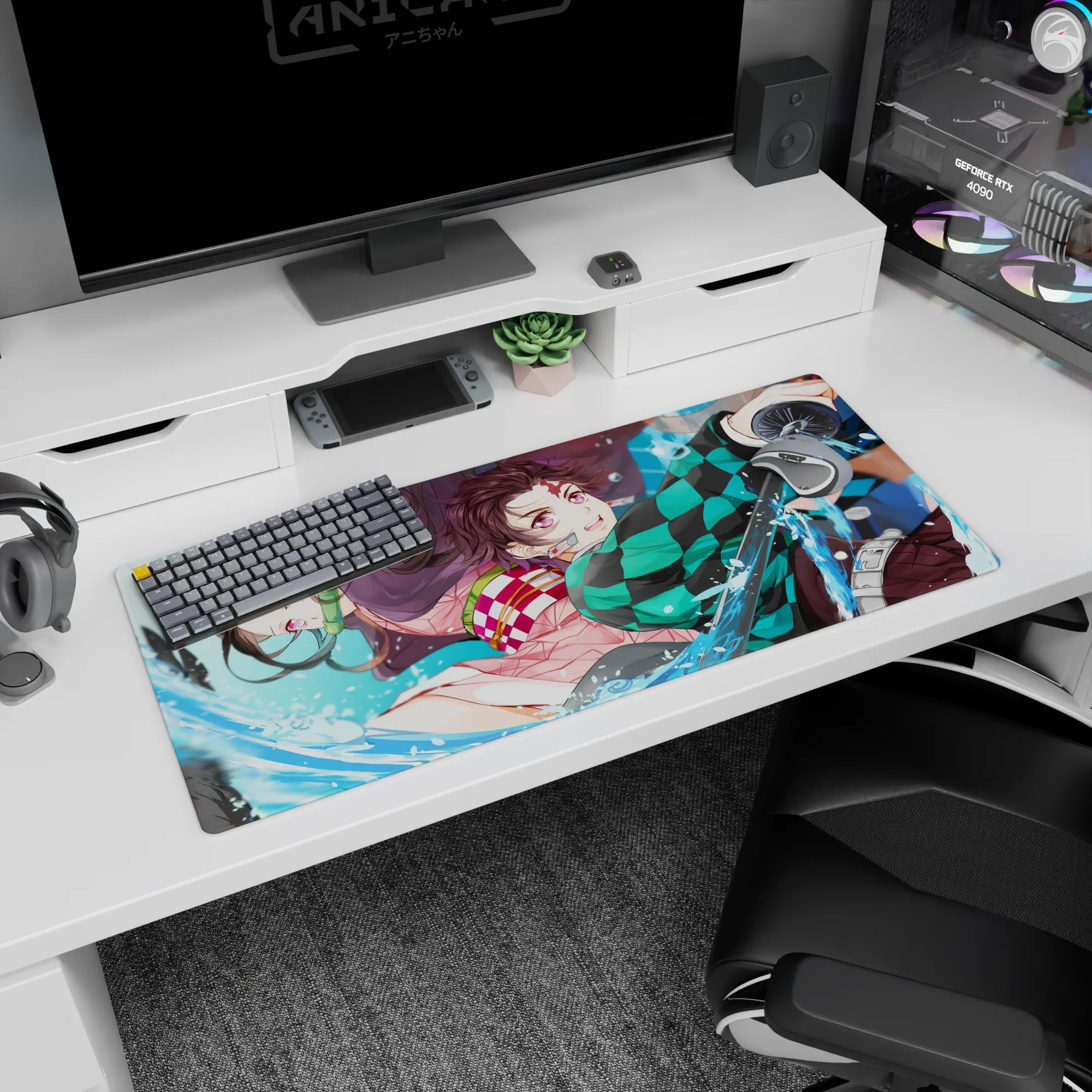 Demon Slayer Deskmat | Mousepad | Deskpad - Dynamic Water Duo - AniChan