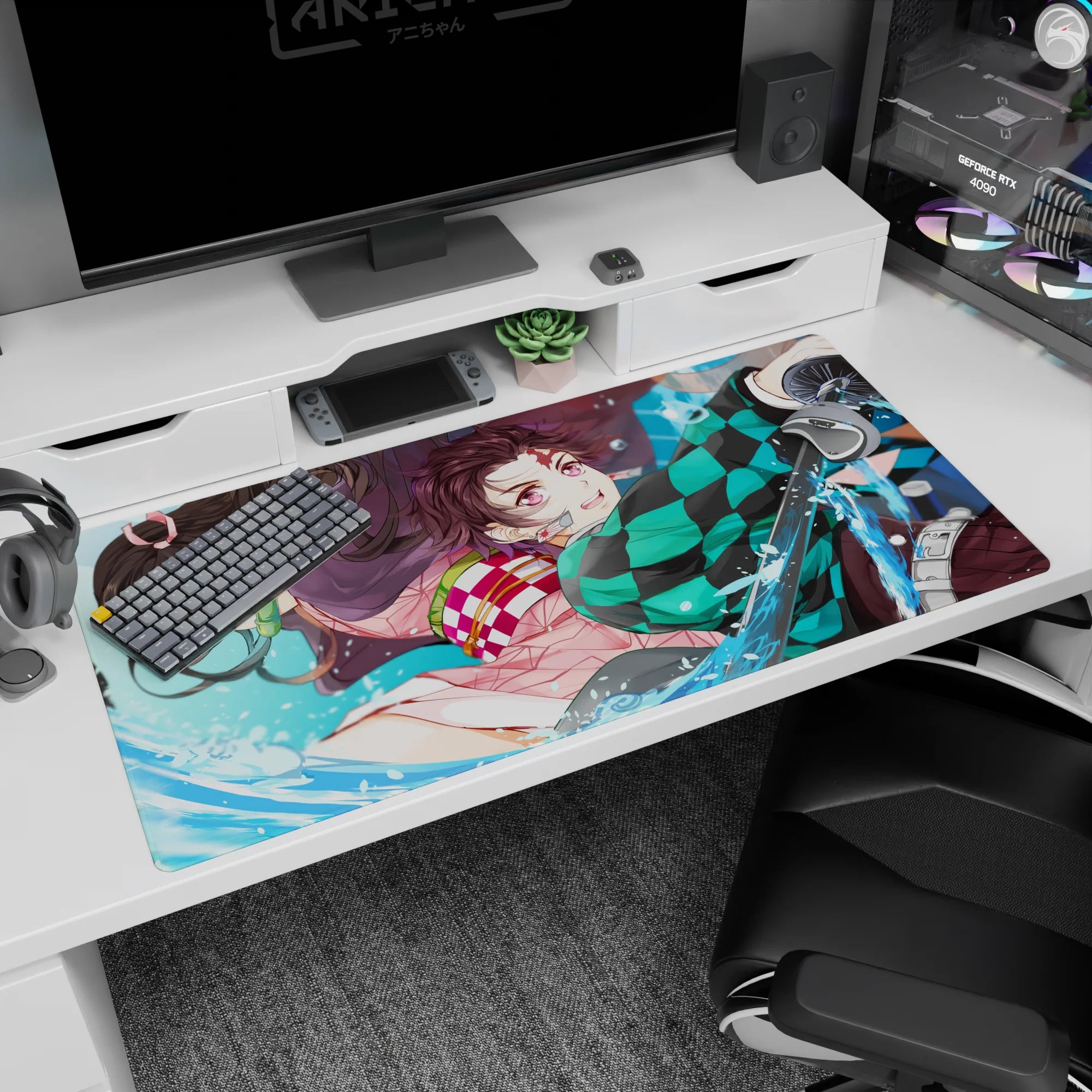 Demon Slayer Deskmat | Mousepad | Deskpad - Dynamic Water Duo - AniChan