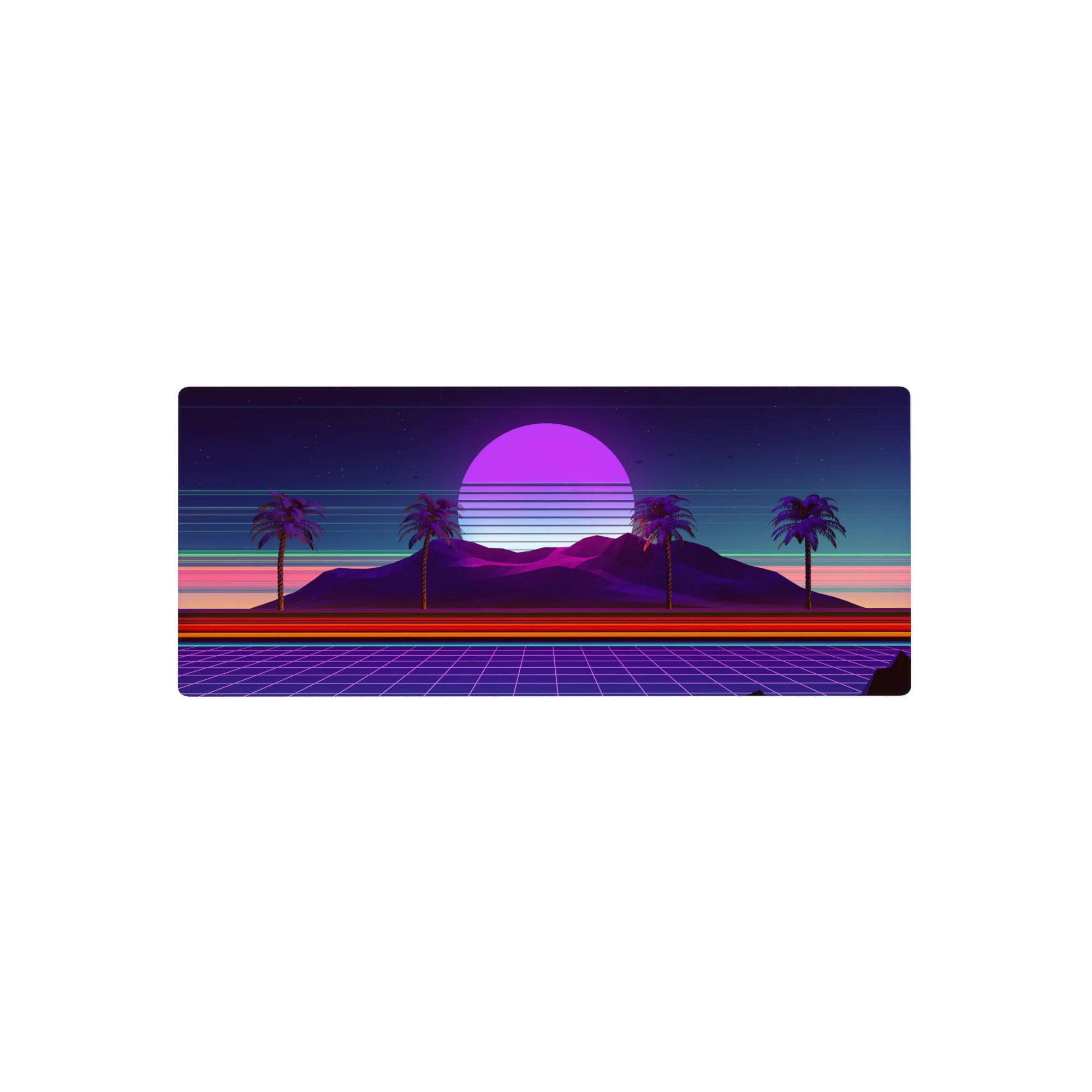 Retrowave - Vaporwave Deskmat | Mousepad | Deskpad - Neon Oasis Dusk - AniChan