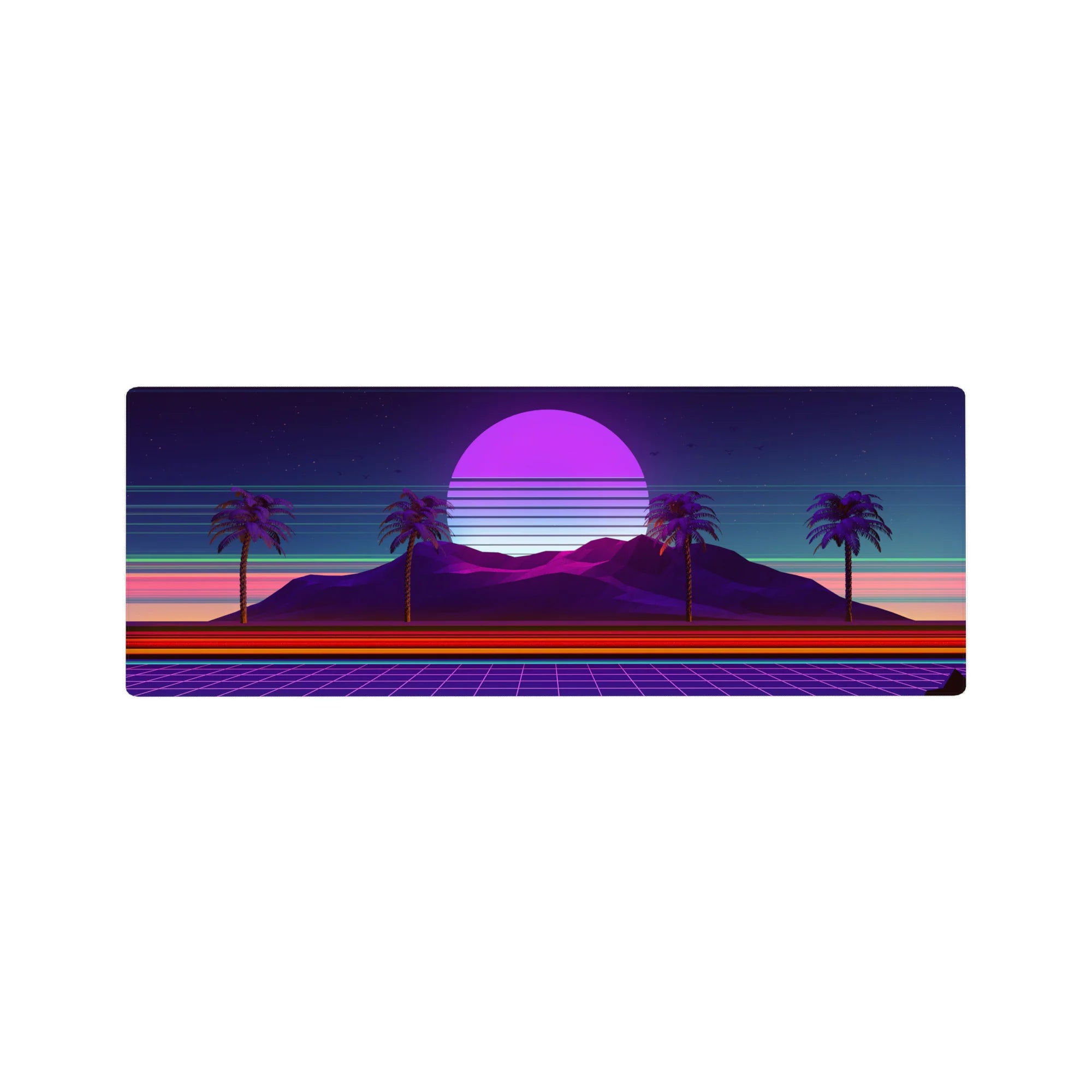 Retrowave - Vaporwave Deskmat | Mousepad | Deskpad - Neon Oasis Dusk - AniChan