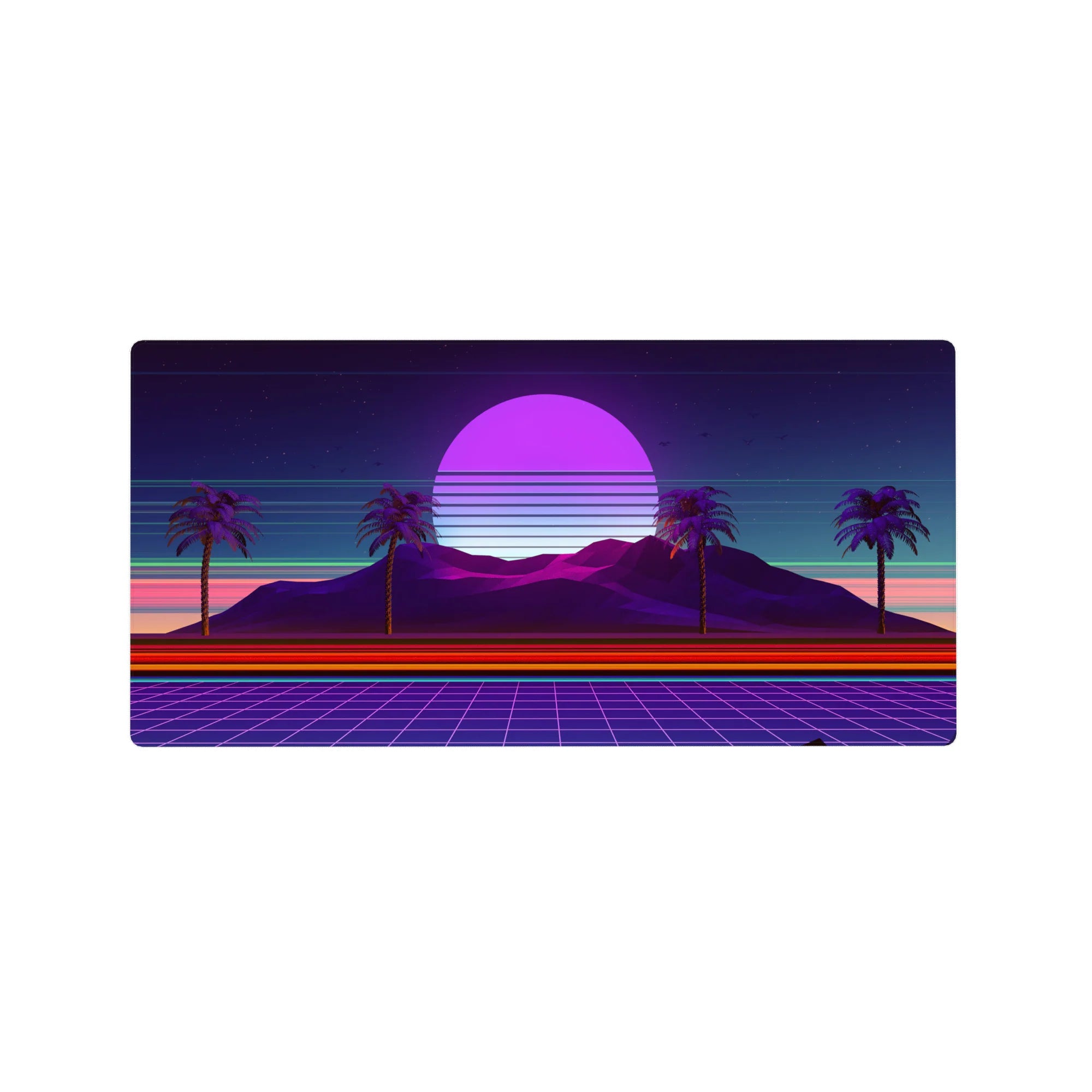 Retrowave - Vaporwave Deskmat | Mousepad | Deskpad - Neon Oasis Dusk - AniChan