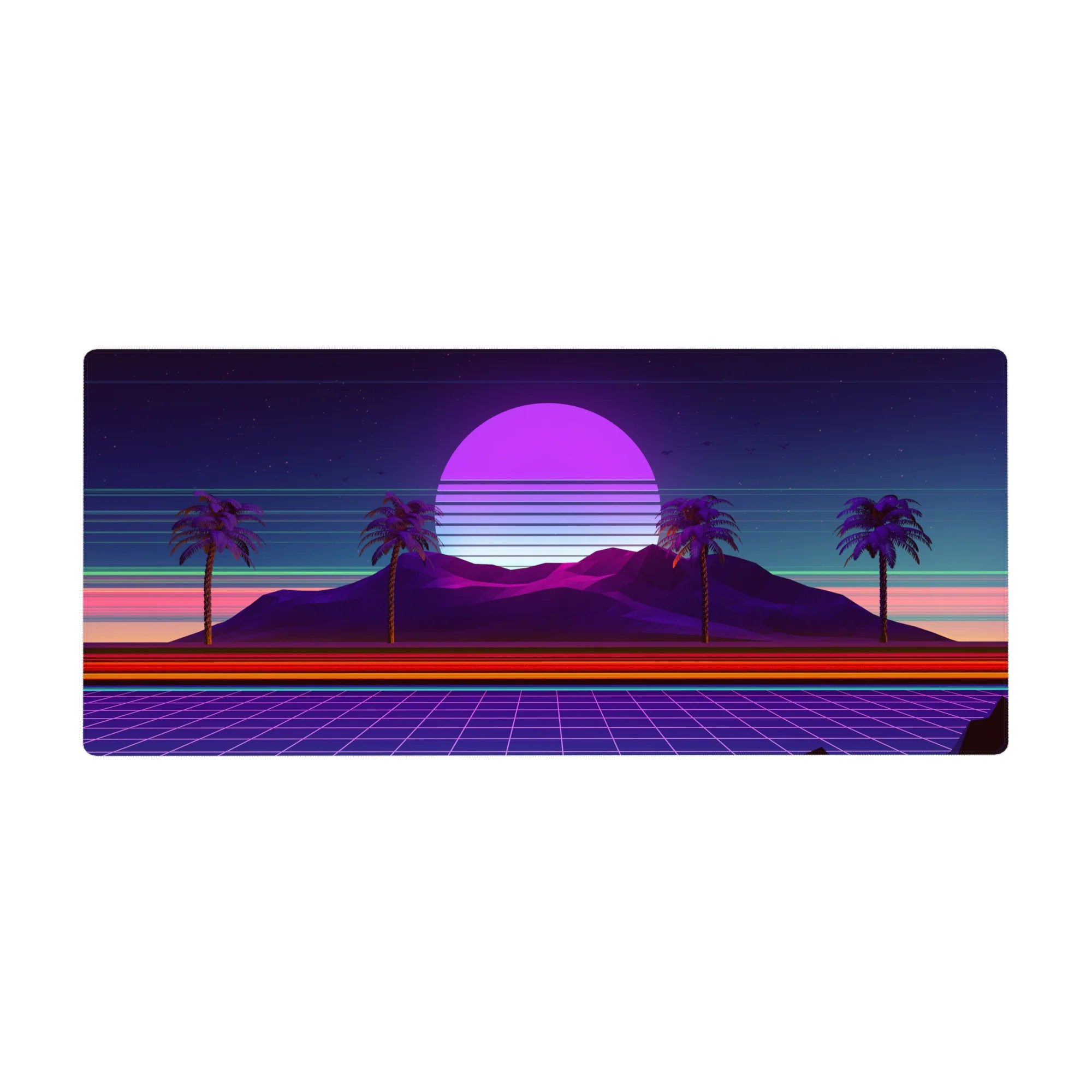 Retrowave - Vaporwave Deskmat | Mousepad | Deskpad - Neon Oasis Dusk - AniChan