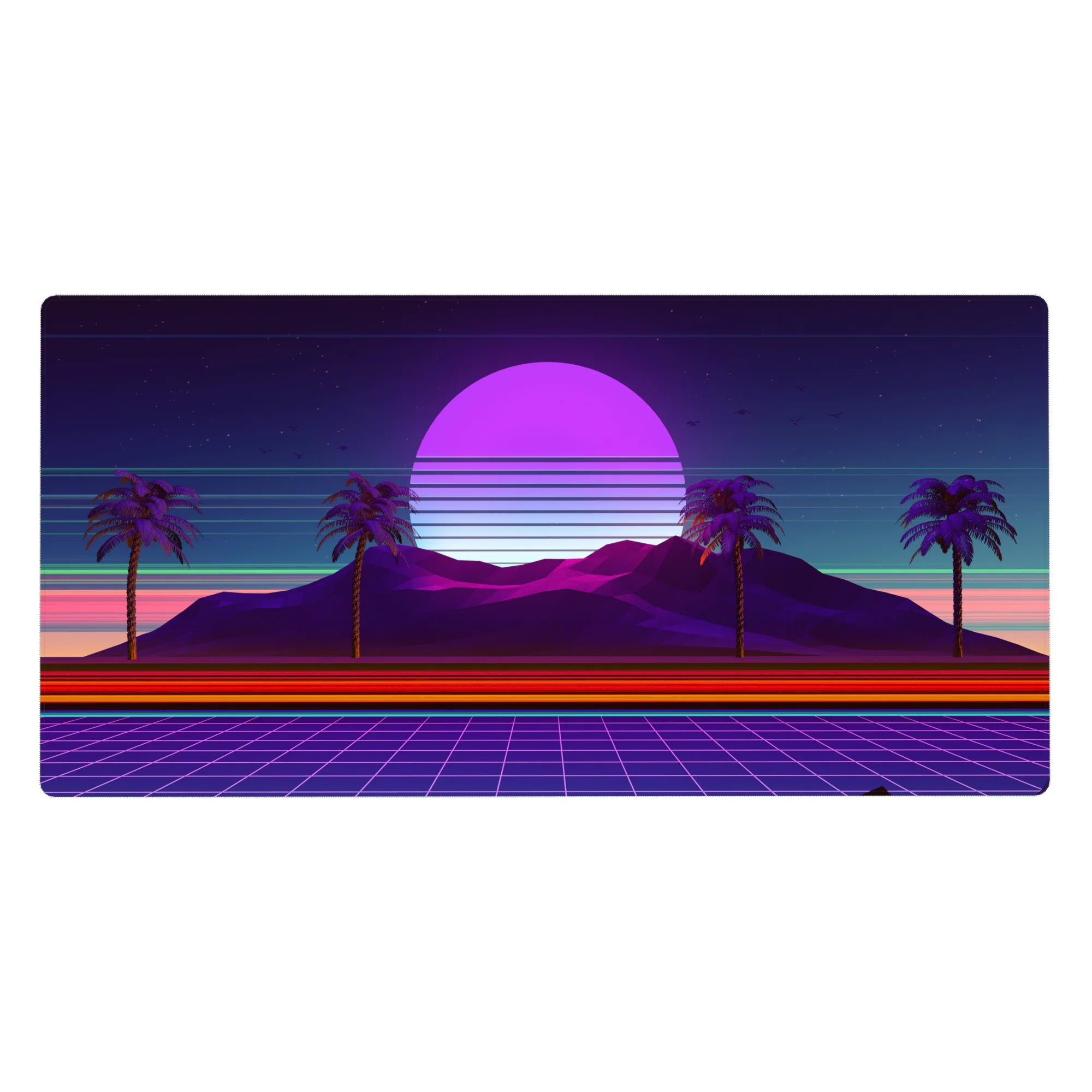 Retrowave - Vaporwave Deskmat | Mousepad | Deskpad - Neon Oasis Dusk - AniChan