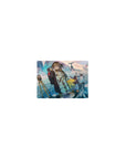 Classic anime girl mouse pad 14x10 inches with parka explorer on icy lake, penguins and tiny drones.