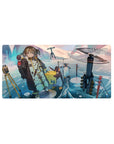 Arknights-inspired anime girl mouse pad 32x16 inches with penguins, drones, and icy reflections.
