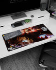 32x16 inches Mobile Suit Gundam mouse pad featuring MSN-04 Sazabi looming in a hangar over crew figures.