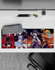 32x12 inches anime girl mouse pad in ruby red, icy blue, midnight black, and sunlit gold hype vibe.