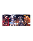 28x12 inches anime girl mouse pad with four heroines in bold split panels, poster-style artwork.