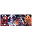 32x12 inches anime girl mouse pad with four heroine panels, bold poster-style layout and crisp print.