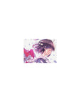 Classic anime girl mouse pad 14x10 inches with lavender hair, pink ribbon, and falling cherry blossoms.