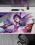 Yuuki anime desk pad 40x20 inches featuring her sword slicing through a dreamy sky with vibrant colors and magic sparks.
