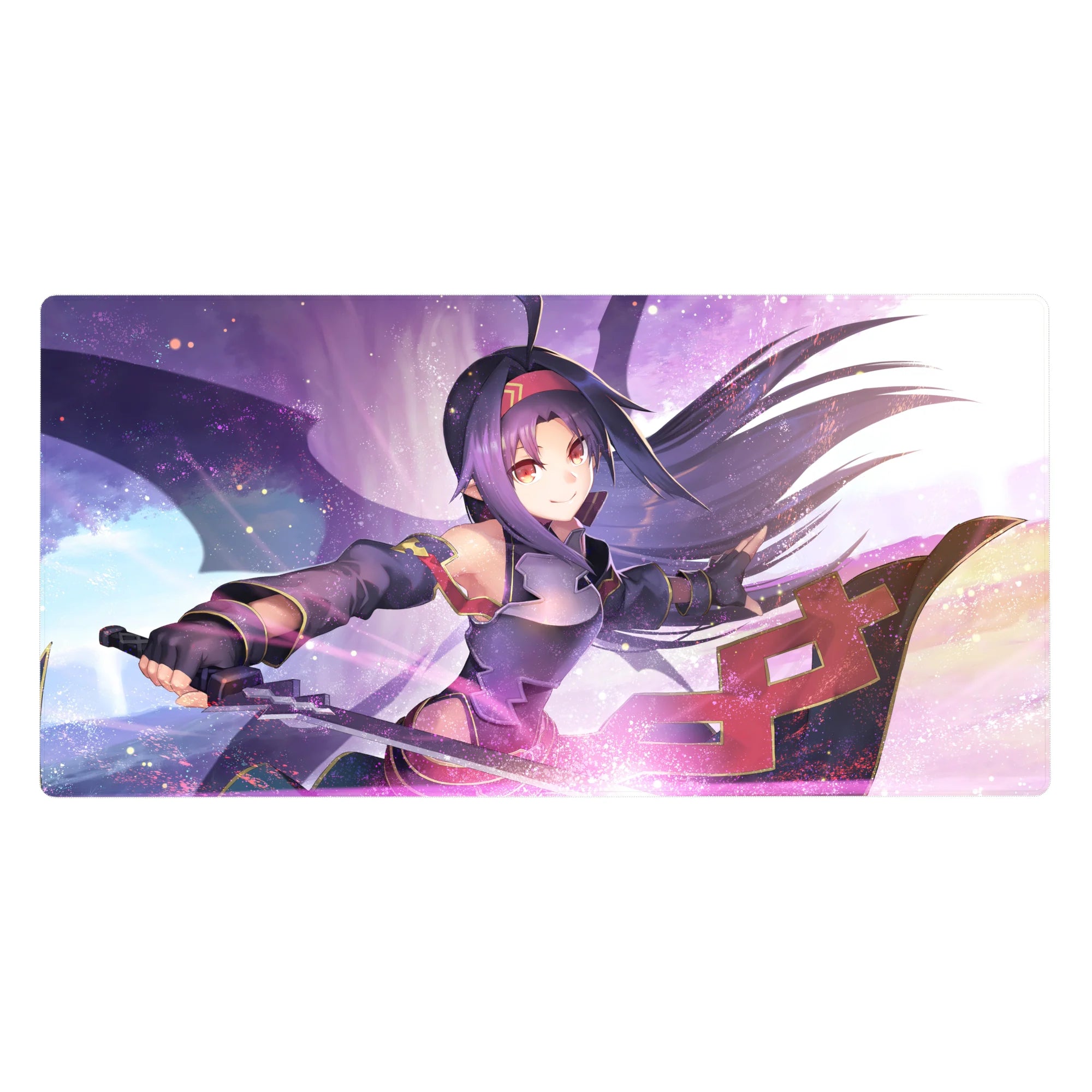 Anime desk pad featuring Yuuki from Sword Art Online, 40x20 inches, with vibrant colors and dynamic sword action.