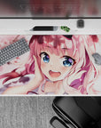 40x20 inches desk pad in blush pink and creamy white, glossy print with a cute springtime crush vibe.