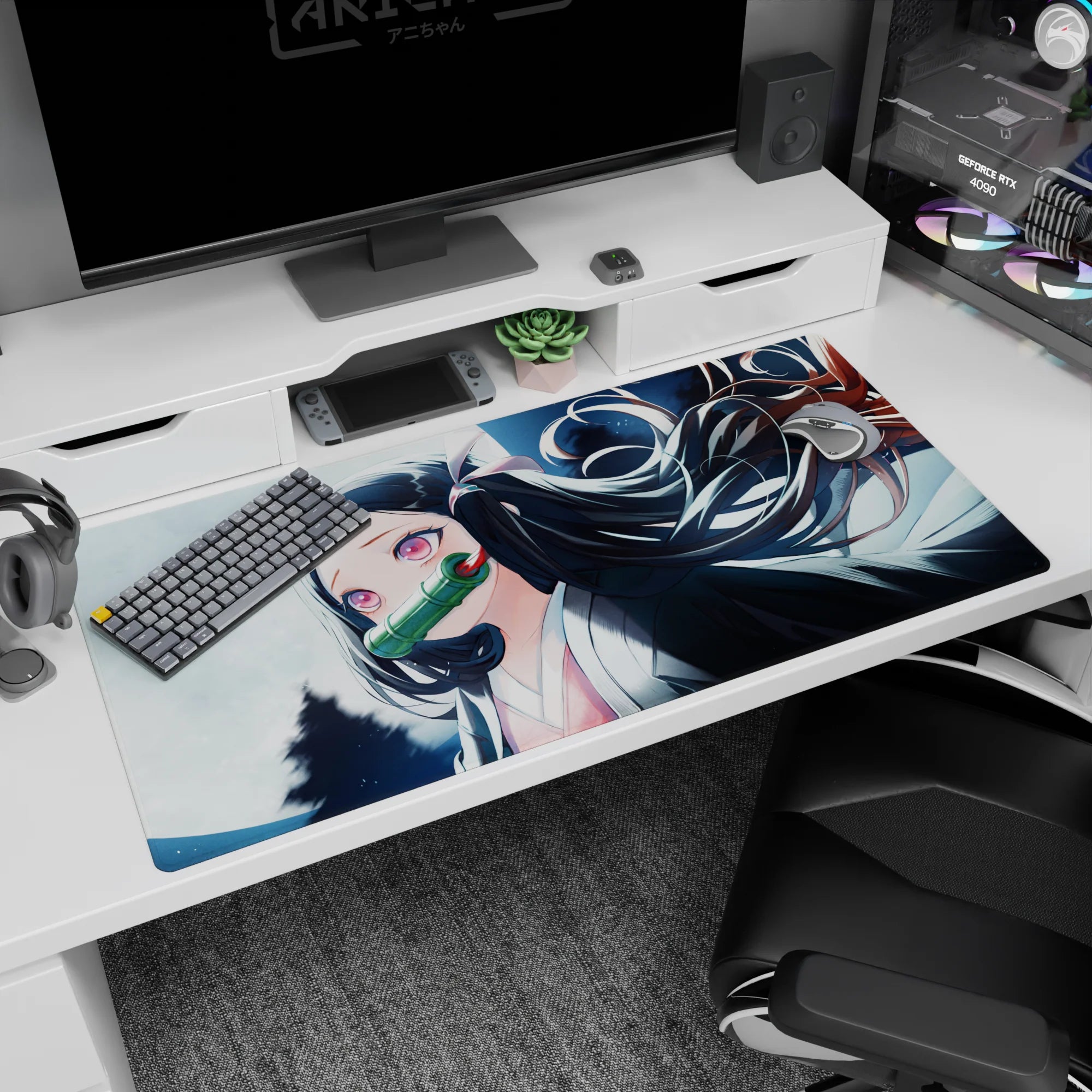 Demon Slayer Deskmat | Mousepad | Deskpad - Moonlit Demon Elegance - AniChan