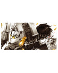 32x16 inches anime mouse pad with two fighters in a gritty sci-fi standoff, crisp linework and contrast.