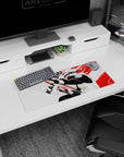 28x12 inches Naruto mouse pad featuring Kakashi Hatake, Sharingan stare, kunai ready, action frame.