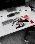 32x16 inches Naruto mouse pad showing Kakashi Hatake with kunai ready and Sharingan stare, mid-action.