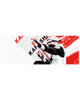32x12 inches anime mouse pad with Kakashi graphic, black-and-white art, red slashes, KAKASHI pattern.