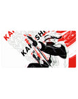 32x16 inches anime mouse pad with Kakashi-inspired black-and-white art, red slashes, and KAKASHI pattern.
