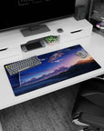 32x16 inches anime mouse pad showing a bright rocket cutting over a shimmering shoreline at twilight.