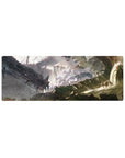 Anime mouse pad 32x12 inches with wasteland cliffs, wrecked steel hulls, and a giant circular gate scene.