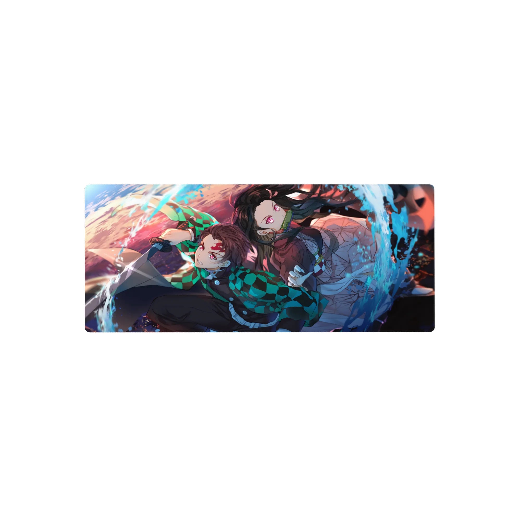 Demon Slayer Deskmat | Mousepad | Deskpad - Water and Flame Duo - AniChan