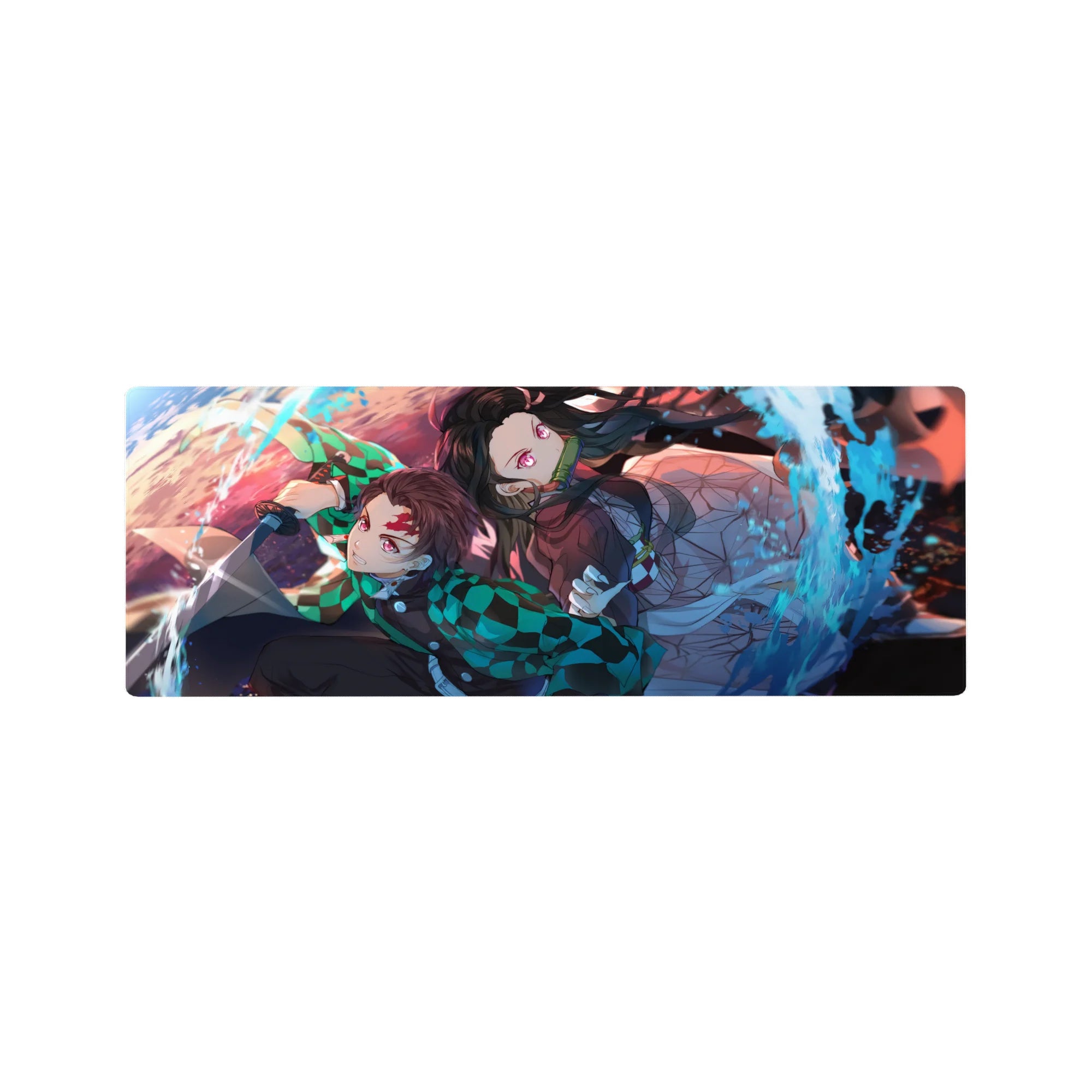 Demon Slayer Deskmat | Mousepad | Deskpad - Water and Flame Duo - AniChan