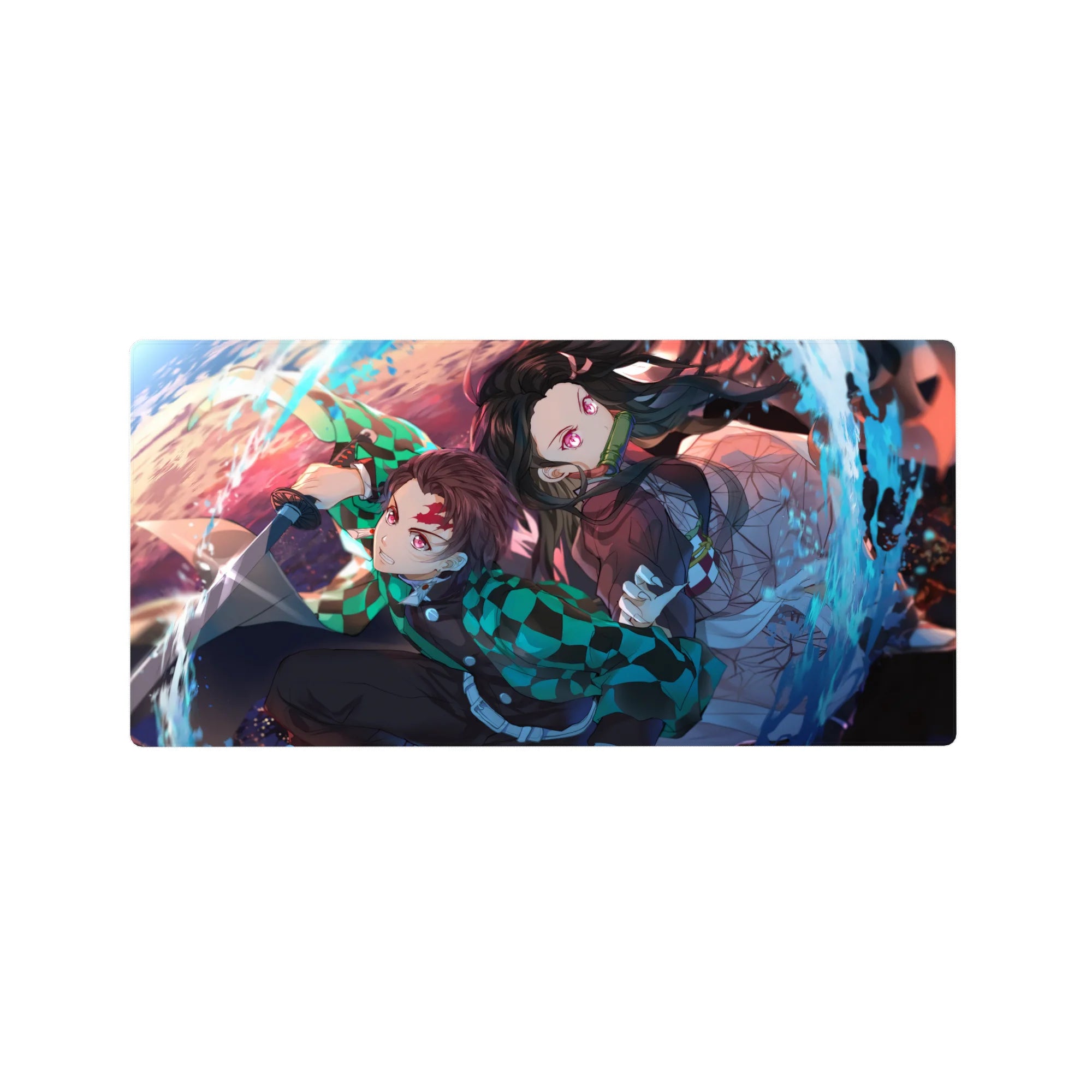 Demon Slayer Deskmat | Mousepad | Deskpad - Water and Flame Duo - AniChan