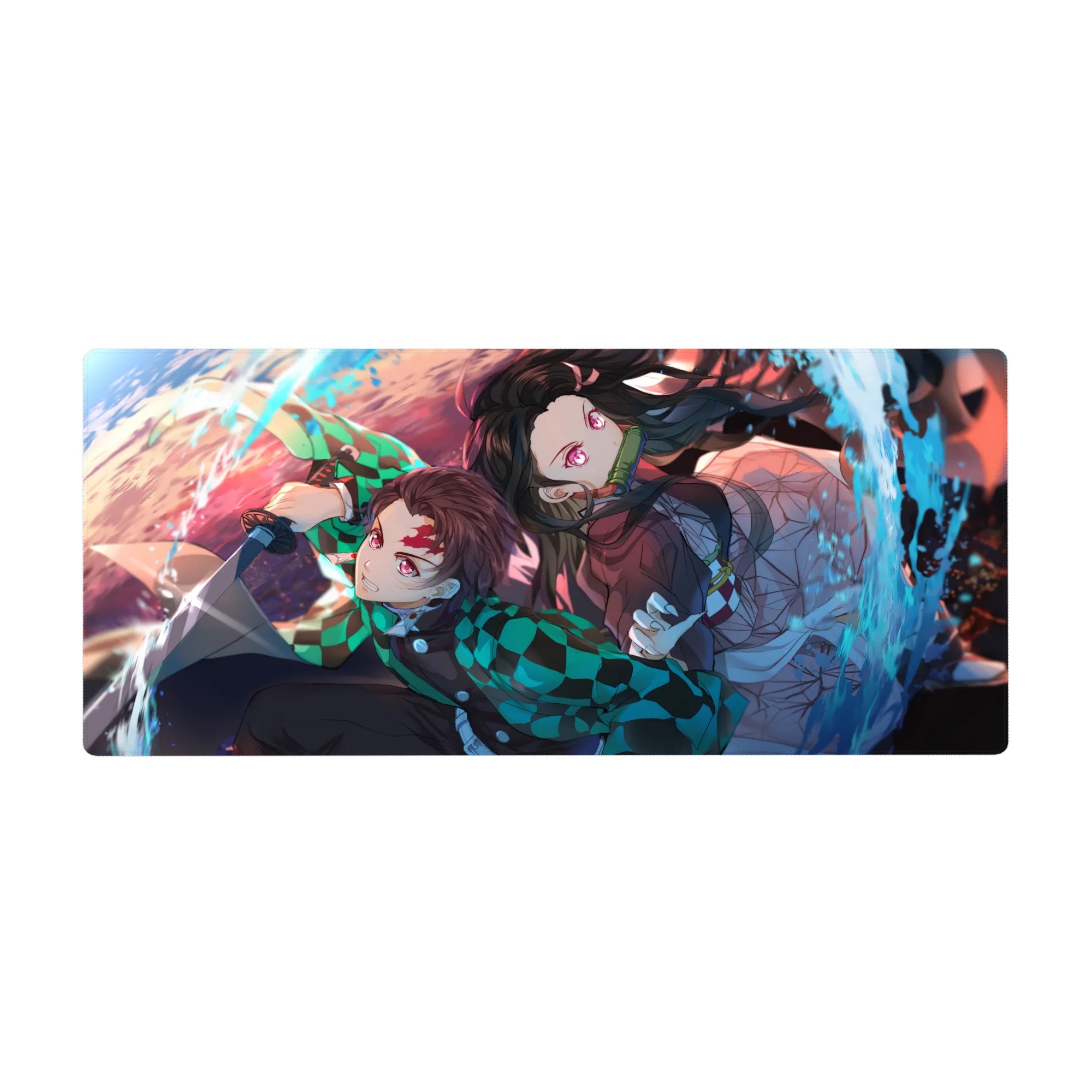 Demon Slayer Deskmat | Mousepad | Deskpad - Water and Flame Duo - AniChan