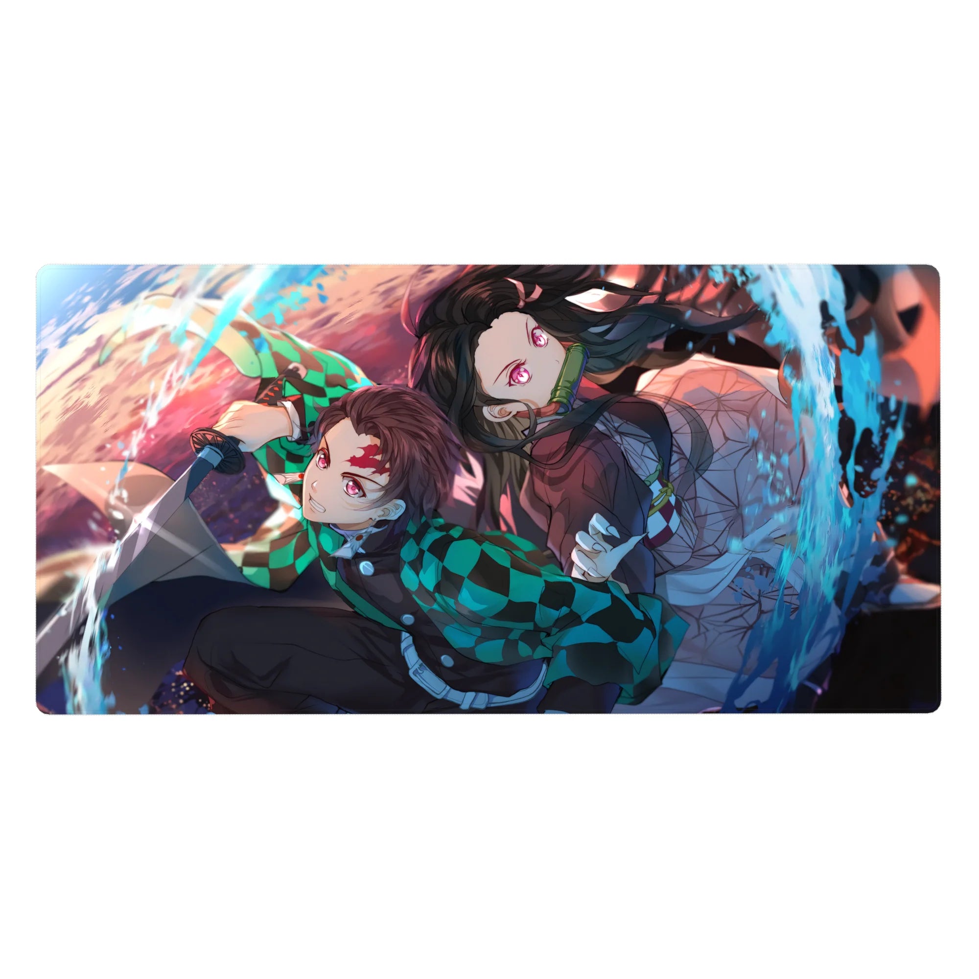 Demon Slayer Deskmat | Mousepad | Deskpad - Water and Flame Duo - AniChan