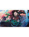 Demon Slayer Deskmat | Mousepad | Deskpad - Water and Flame Duo - AniChan