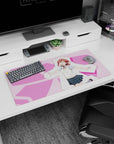 32x16 inches Chika Takami Love Live Sunshine mouse pad, grinning idol in vest and plaid skirt.