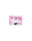 Classic anime girl mouse pad 14x10 inches with idol-style pose, crisp print, hearts and chunky shapes backdrop.