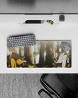 28x12 inches Naruto mouse pad in warm golds and cool whites, misty greens, calm-before-chaos glow.