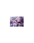 Classic anime girl mouse pad 14x10 inches with dreamy fantasy heroine, petals, and crystal armor accents.