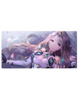 32x16 inches anime girl mouse pad with lilac-haired fantasy heroine, starry eyes, teal crystal armor.