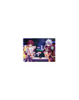 Classic anime mouse pad 14x10 inches featuring a card game table scene with four characters and glitch accents.
