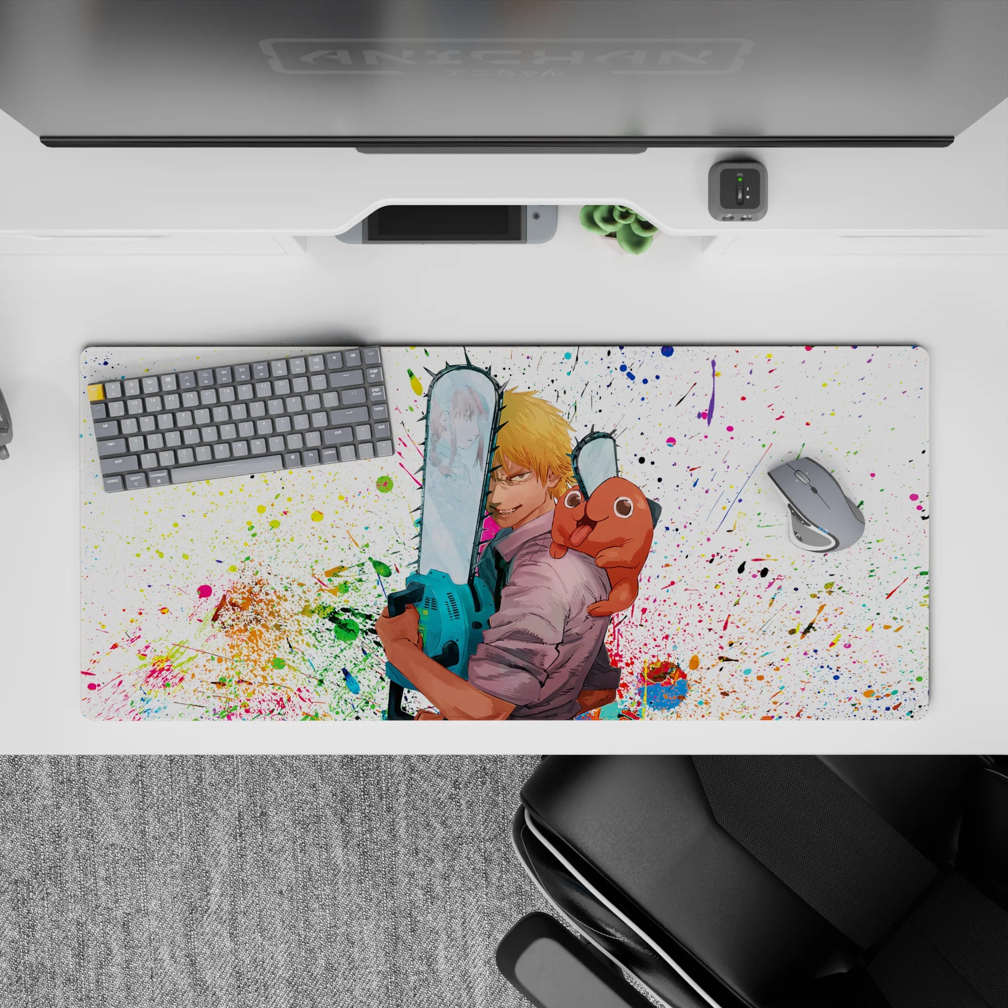 Chainsaw Man - Anime Mouse Pad and Desk Pad - Splattered Chainsaw - AniChan