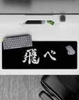 32x12 inches anime mouse pad in stark black and white, calm minimal vibe with raw ink edges for focused setups.