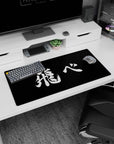 32x16 inches anime desk mat featuring bold white kanji painted in a single brushstroke on deep black.