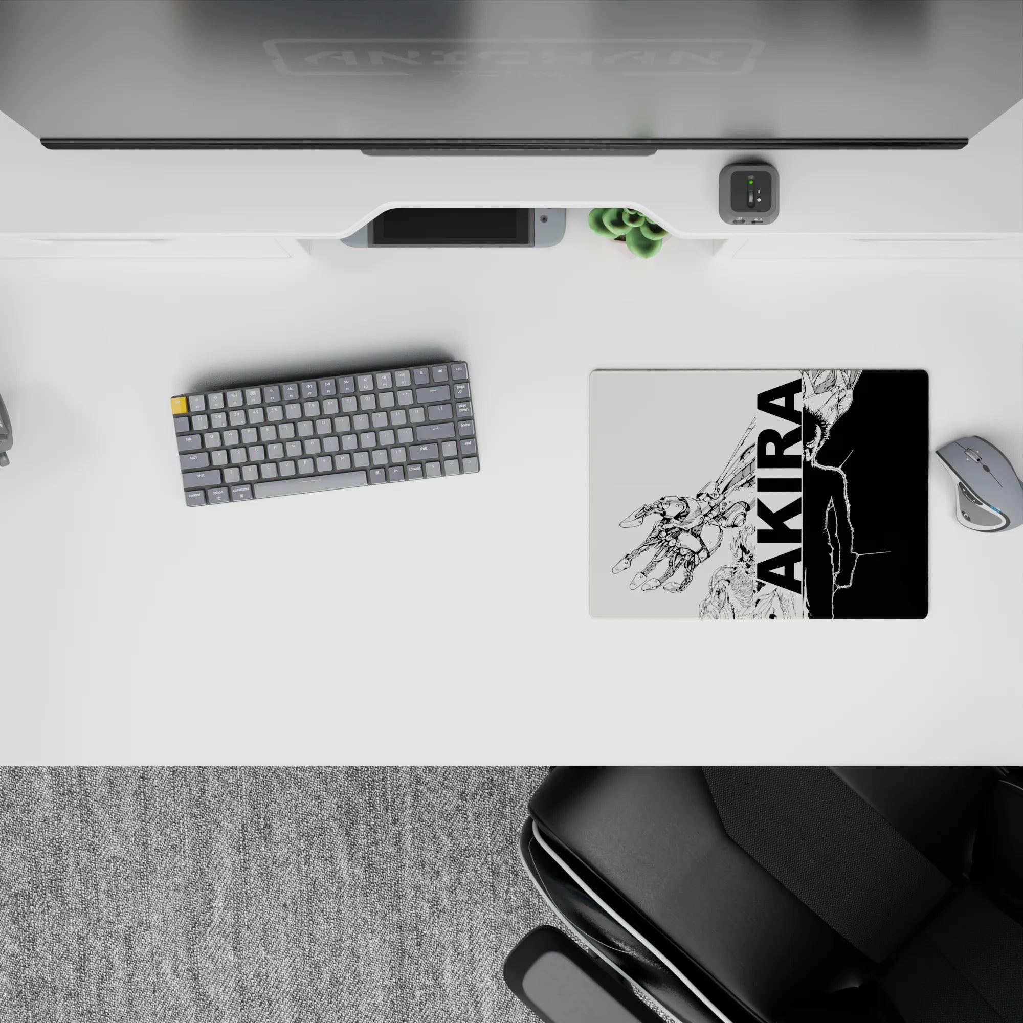 14x10 inches black-and-white anime mouse pad with high-contrast, gritty sci-fi poster vibe and clean lines.
