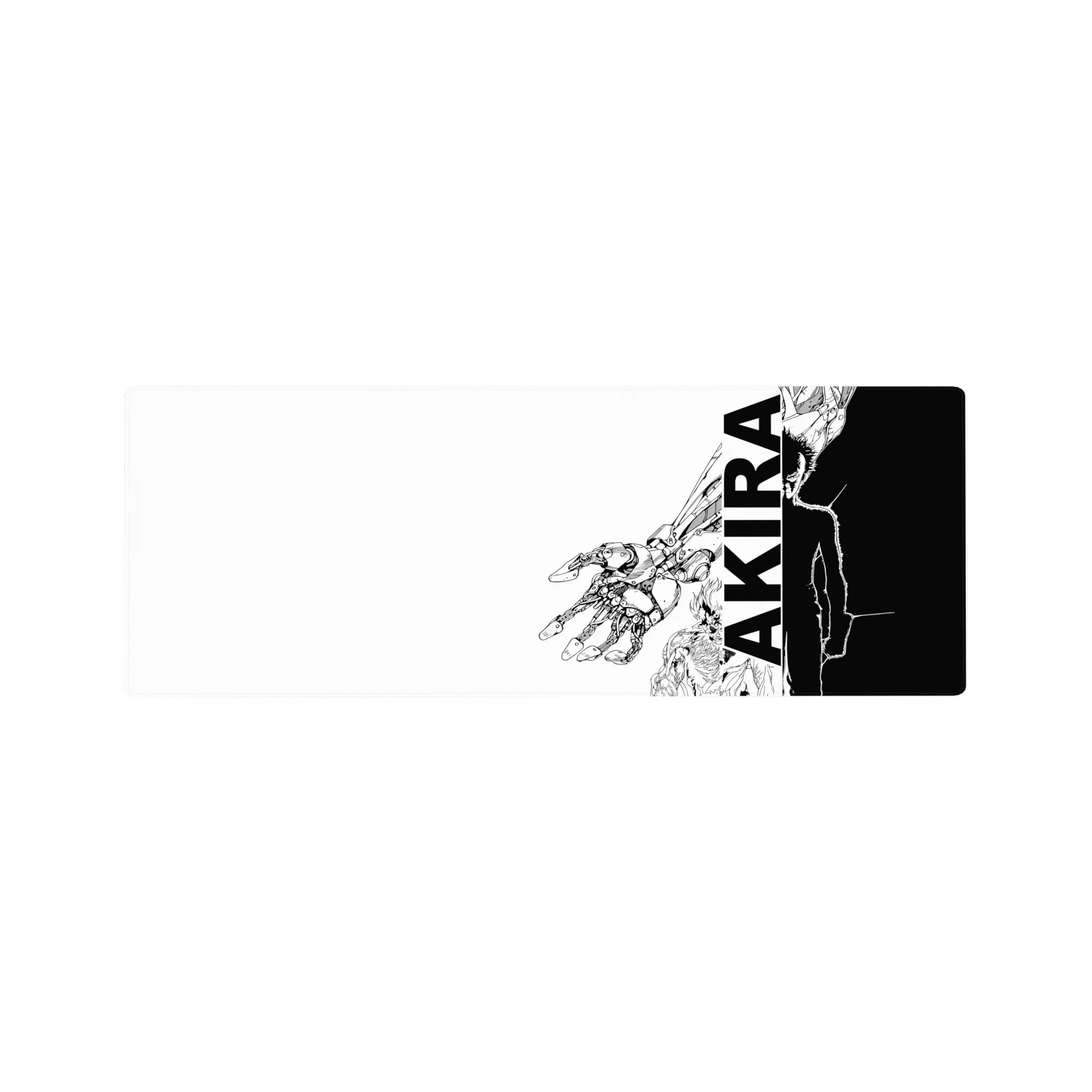 AKIRA vertical type anime mouse pad 32x12 inches with stark silhouette and cybernetic hand line art.