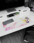 32x12 inches Sailor Moon mouse pad with golden twin tails, red bow, arm raised as petals float by.
