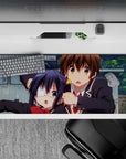 Bright, sweet chaos in black uniforms and red accents desk pad 36x16 inches, clean lines and cozy vibe.