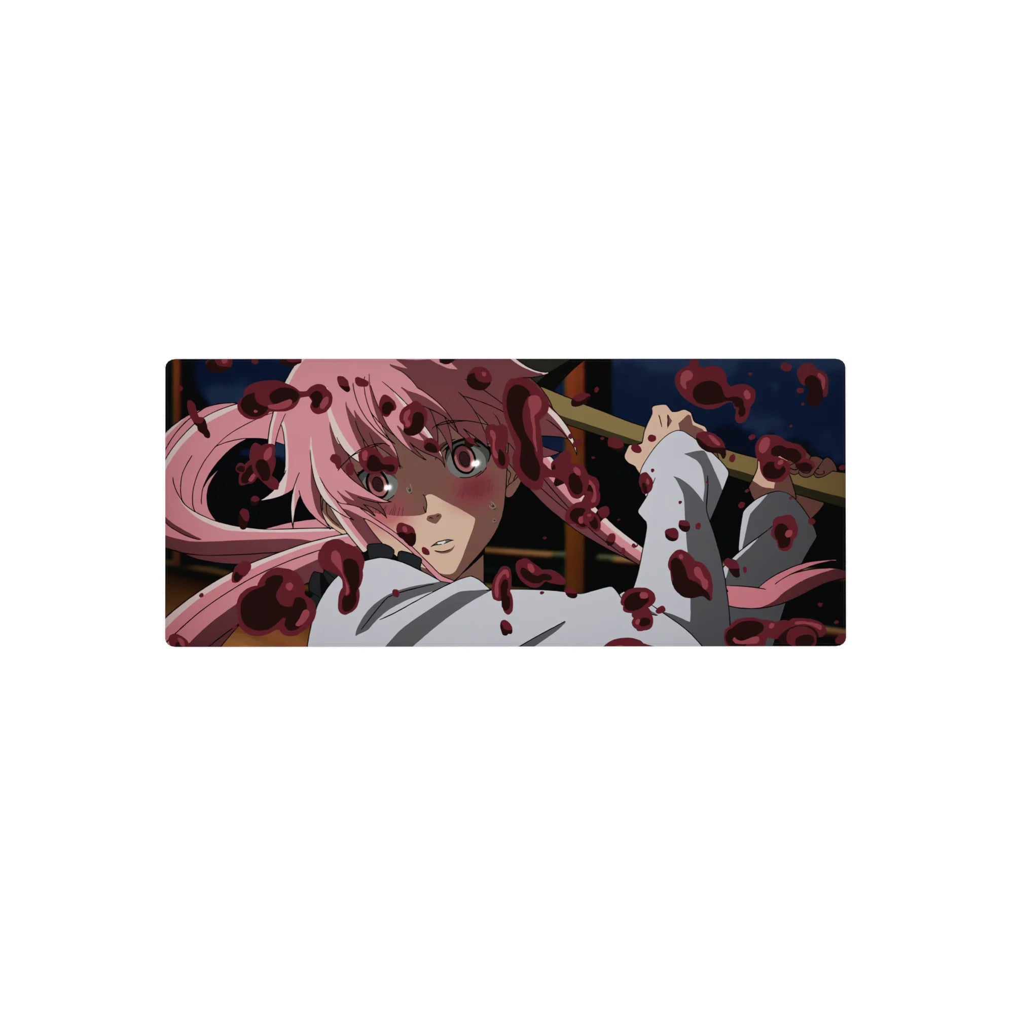Anime girl mouse pad 28x12 inches with yandere-inspired desk mat art, smooth tracking, bold print.